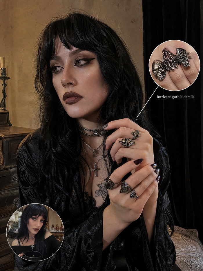 Grimclaw | Vintage Gothic Skull Ring Set