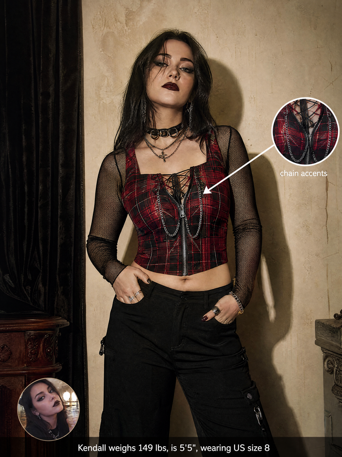 Gothic Plaid | Edgy Plaid Crop Top