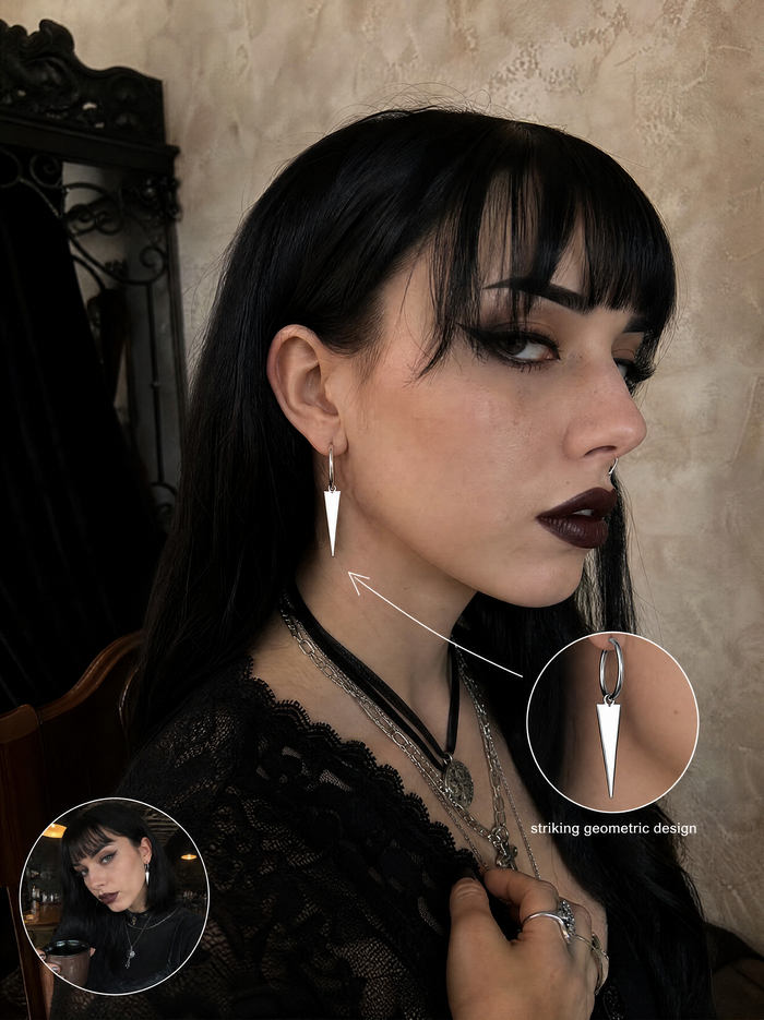 Abyss | Geometric Silver Hoop Earrings